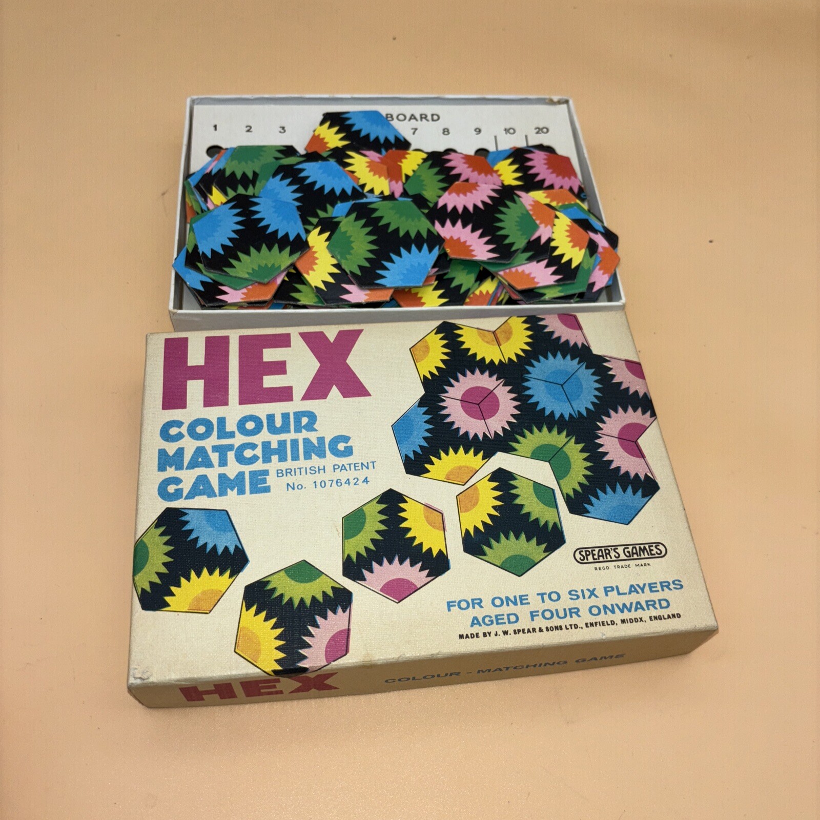 Lot Of 2 Spear’s Games Picture Dominoes & HEX Colour Matching Vtg 1960-1970 MINT