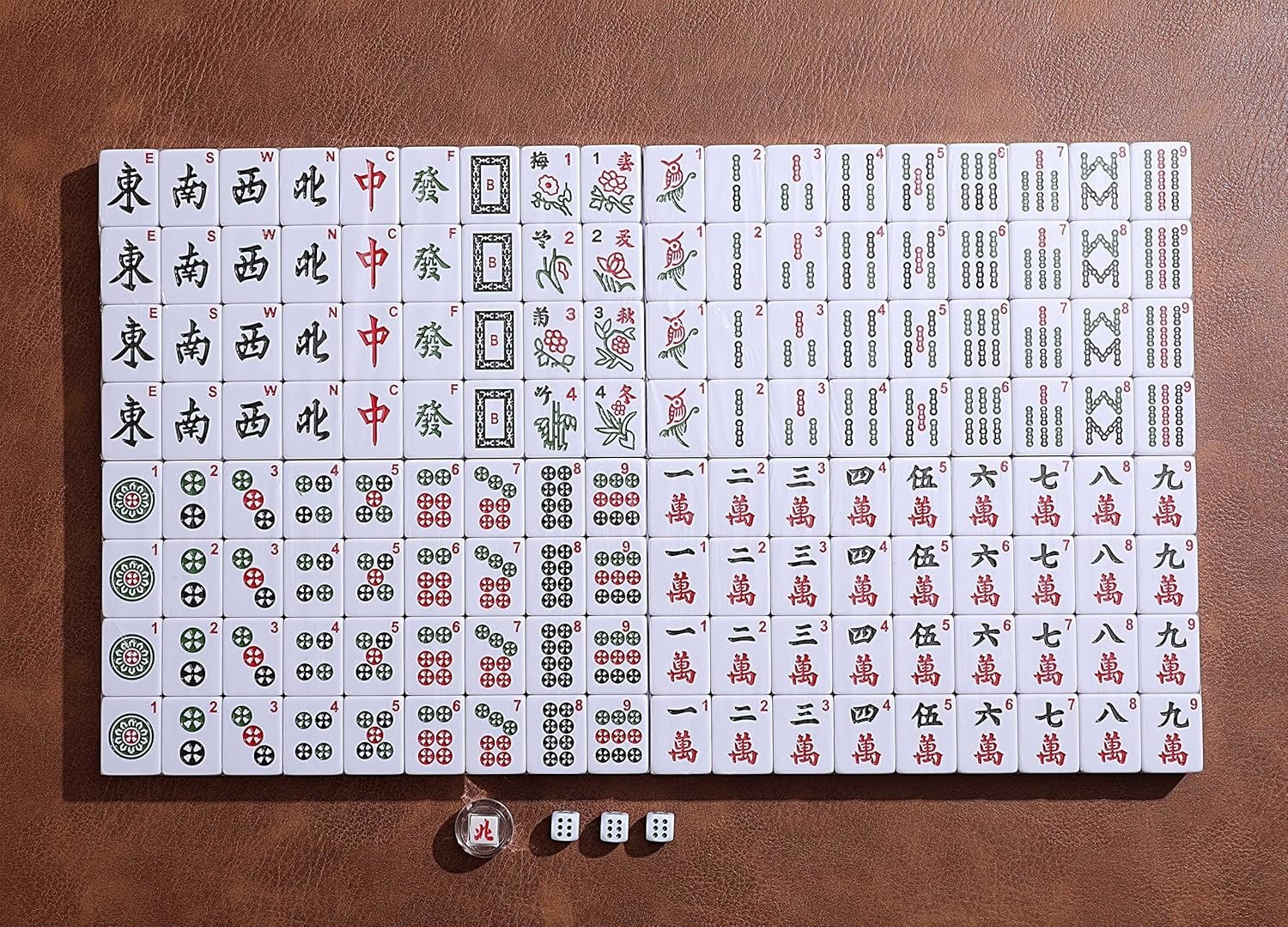 Professional Chinese Mahjong Game Set 146 Numbered Large Size Tiles with Carr…