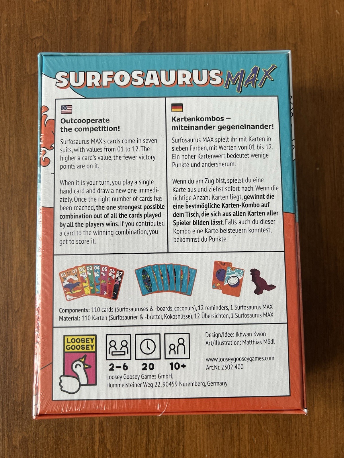 New-Loosey Goosey Games Surfosaurus Max Dinosaur Card Game 2-6 Players Ages 10+