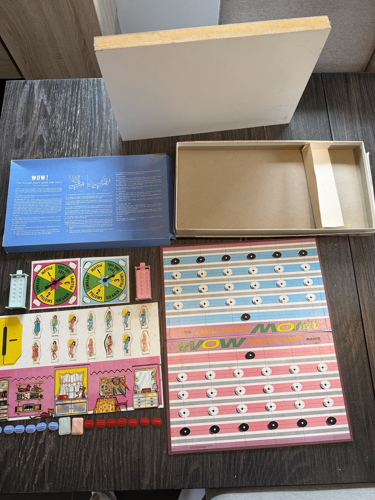 WOW Pillow Fight Game For Girls Board Game Milton Bradley Vintage 1964 COMPLETE!