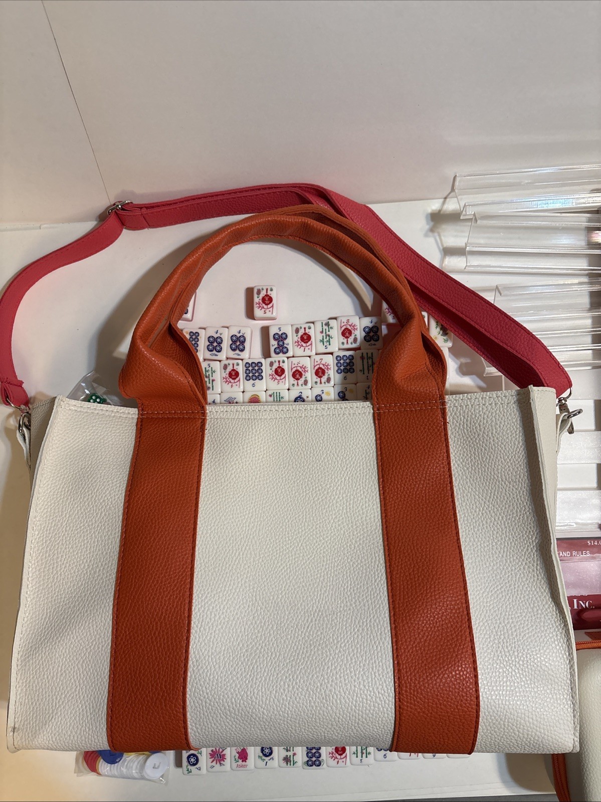 Maison Lude Mahjong Blooming Edition 160 Thick Tile Set Premium Mat Leather Bag
