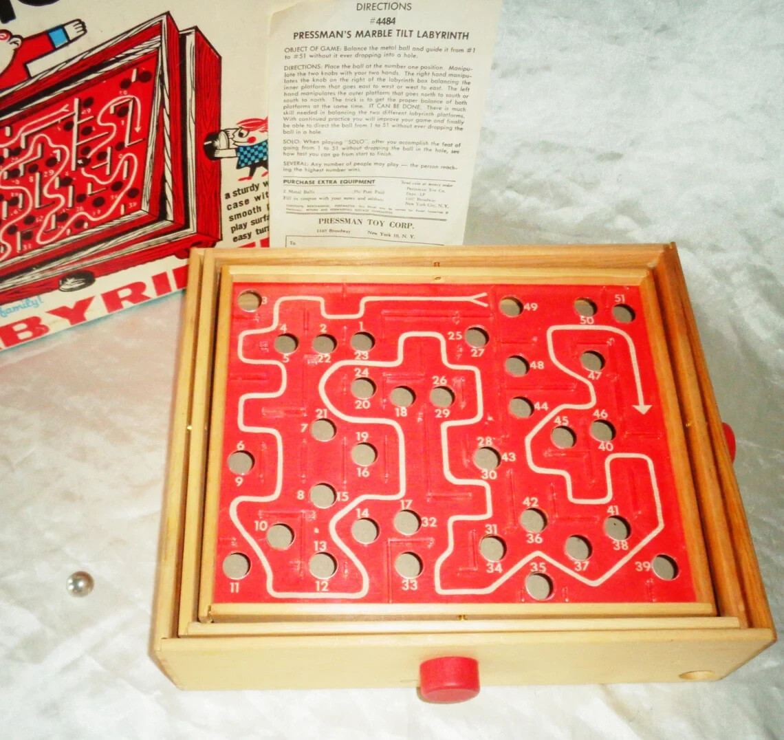 1960s Marble Tilt Labyrinth Maze Game Pressman Toy Corp, Vintage #6684