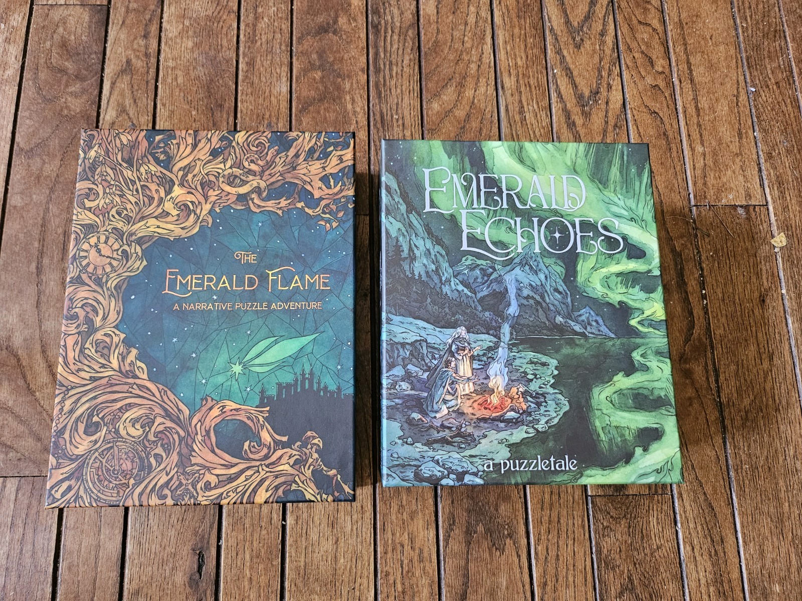 Lot. PostCurious Puzzle Tale Games. Emerald Flame + Emerald Echoes. Kickstarter.