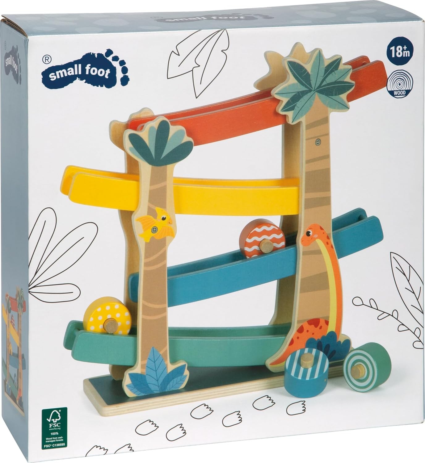 small foot Dino, Robust Marble Run Made of FSC 100%-Certified Wood, for Kids Age