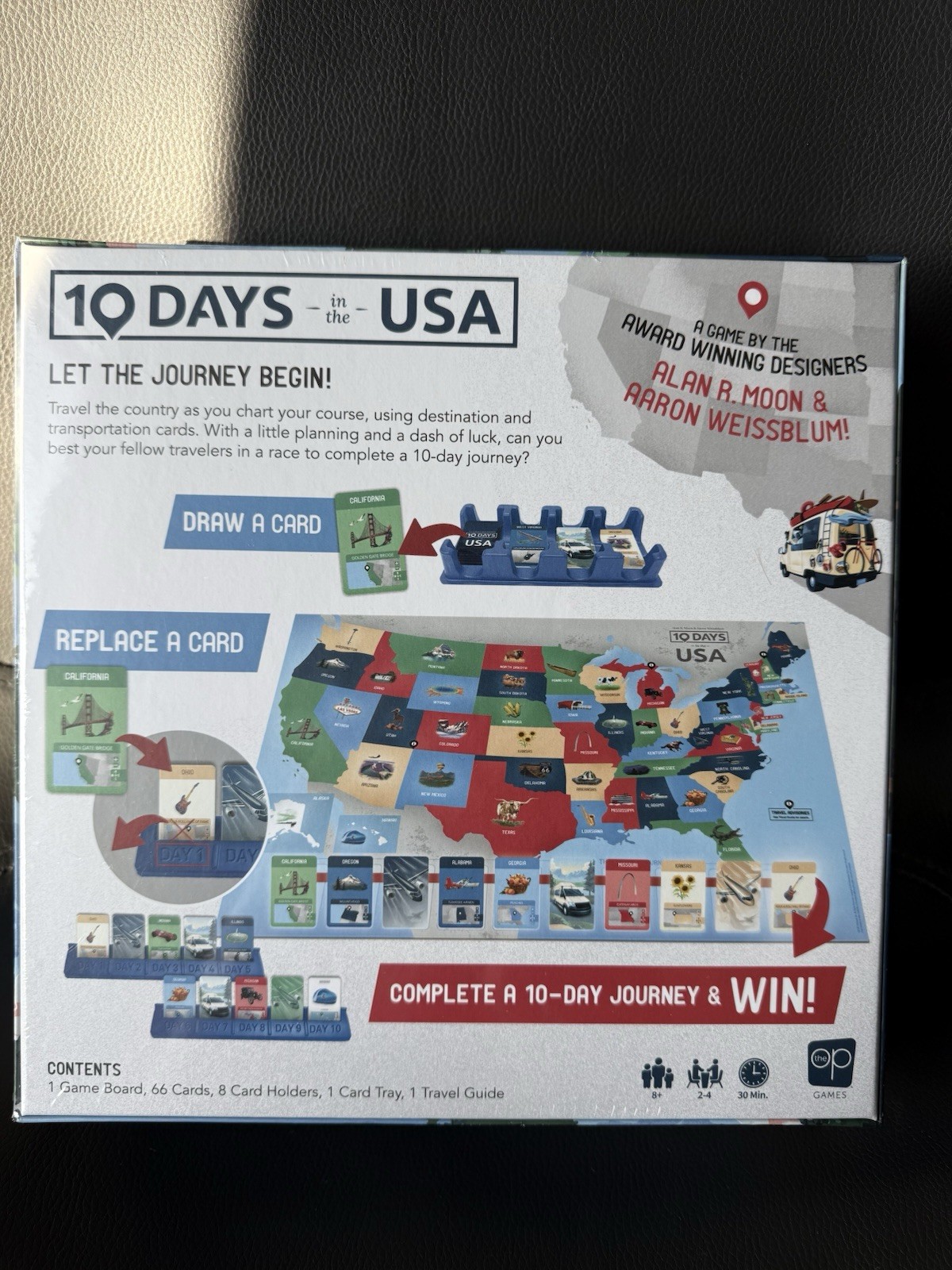 10 Days in The USA Board Game 30 Minutes 2-4 Players Age 8+ The OP Games