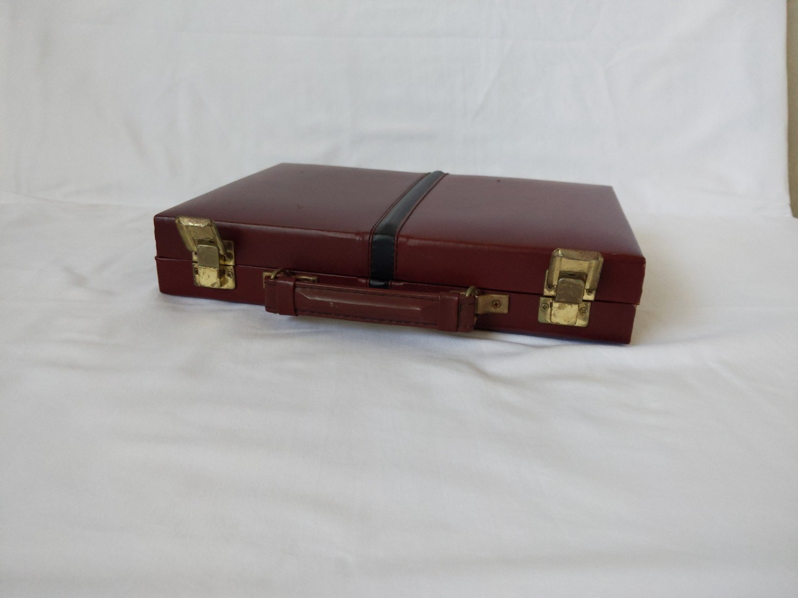 Vintage MR MAN Backgammon Board Game Leather Travel Case Box Brown Briefcase