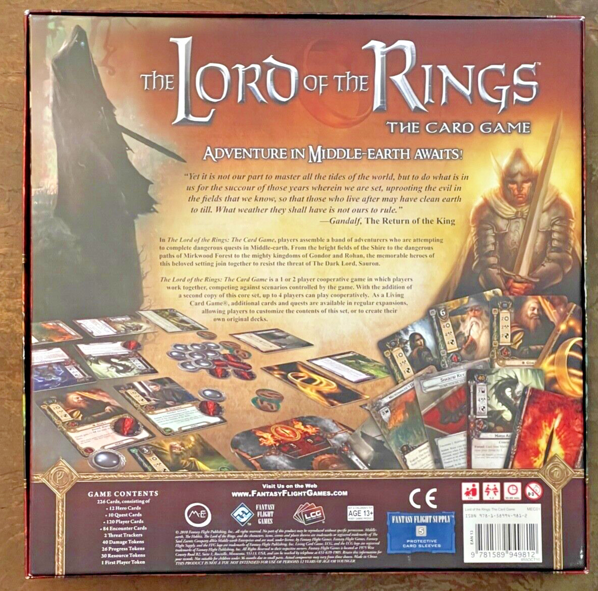 Lord of the Rings Card Game Fantasy Flight LOTR Living 100% UNPUNCHED In Box