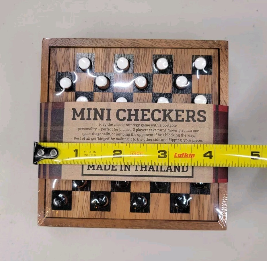New Siam Mandalay Wooden Checker Game Mini Travel Board Hand Crafted In Thailand