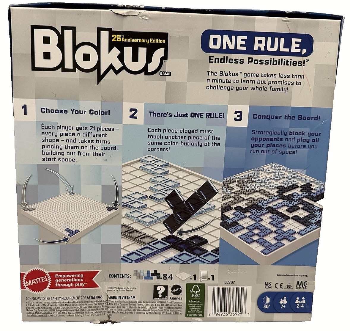 Mattel Blokus 25th Anniversary Edition Strategy Board Game COMPLETE