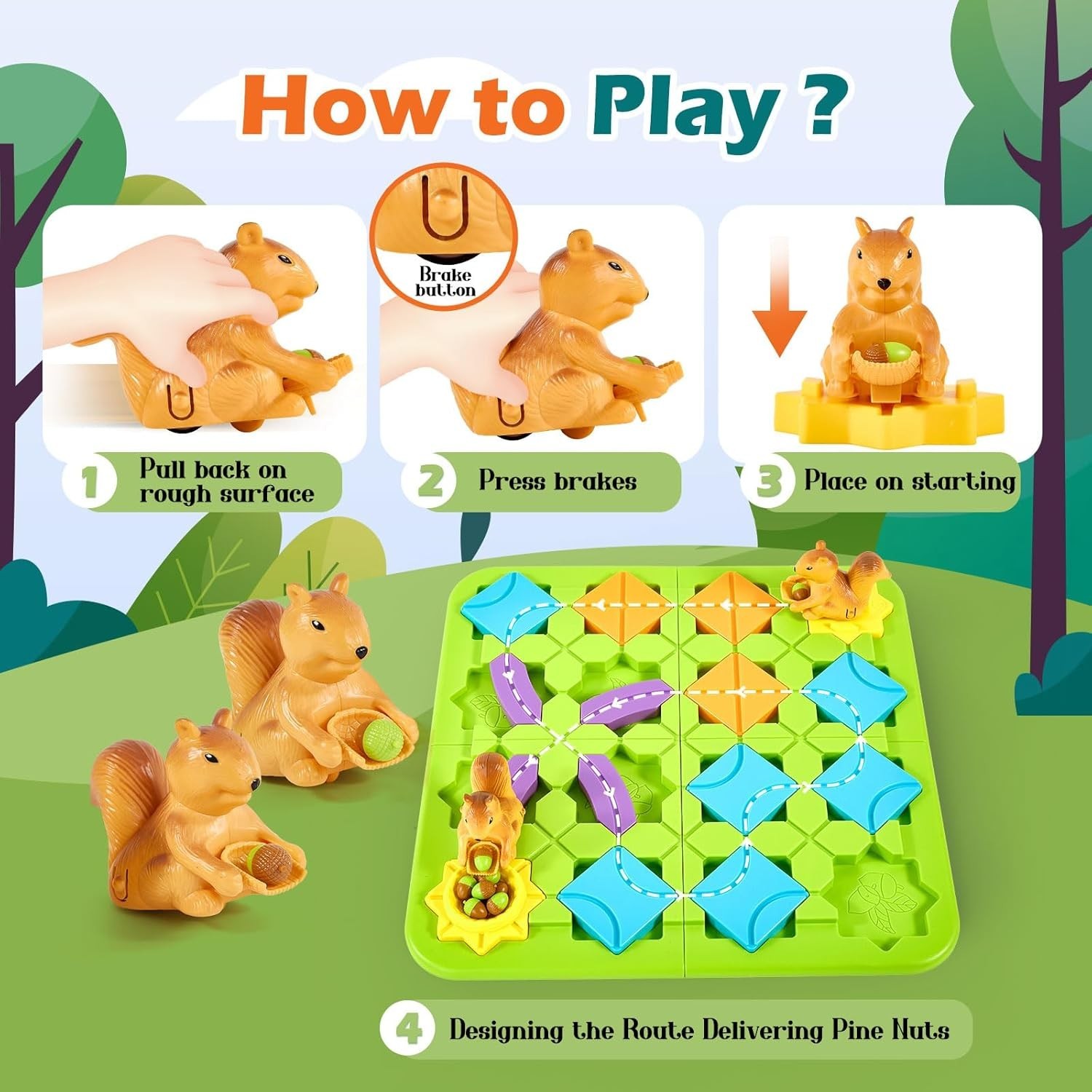 Airkid STEM Board Games Kids Brain Teasers Toys Road Builder Logic Puzzle 4-8 yr
