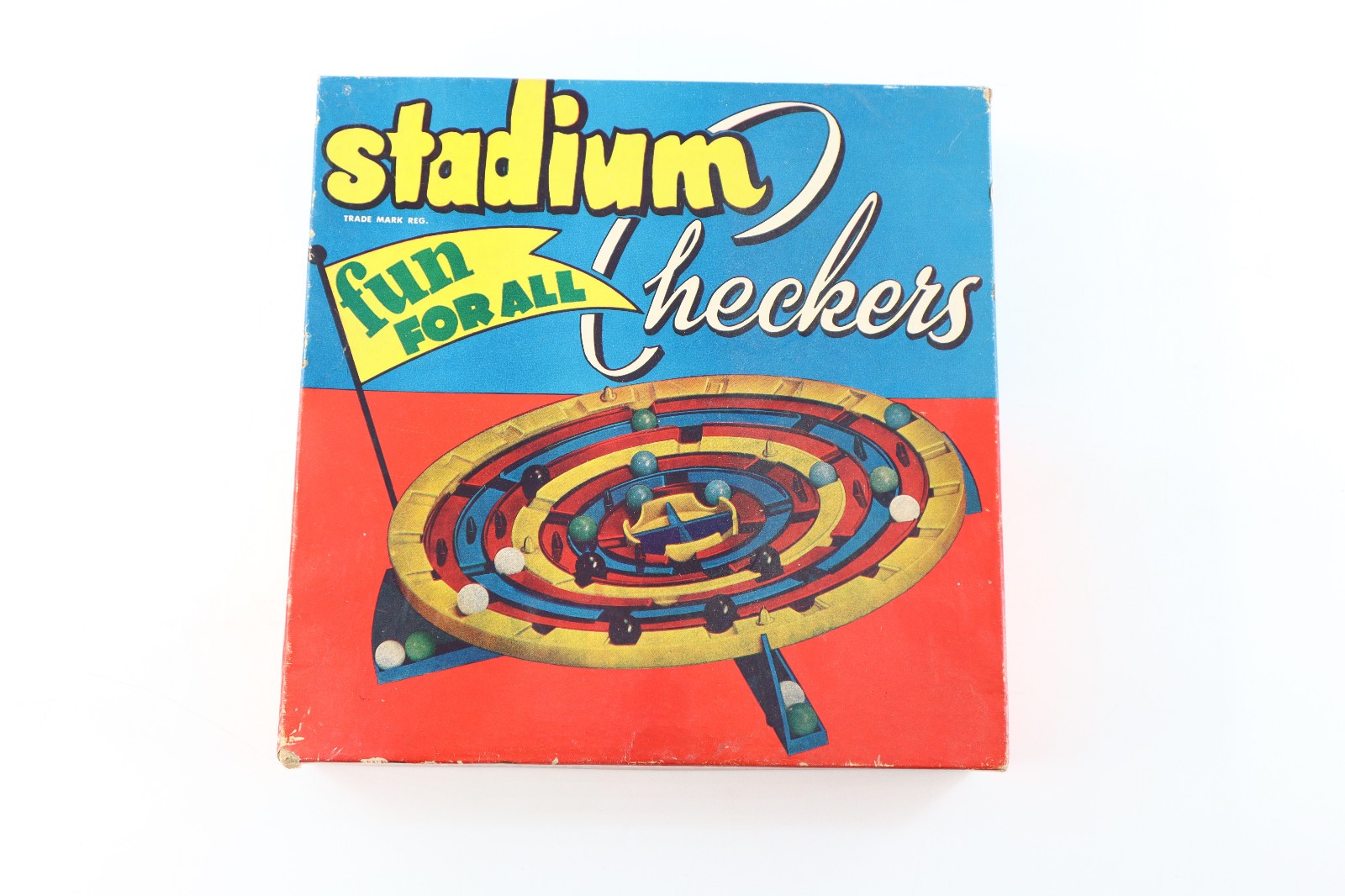 Vtg 1952 Stadium Checkers Board Game W. H. Schaper Mfg Co. 100% Complete