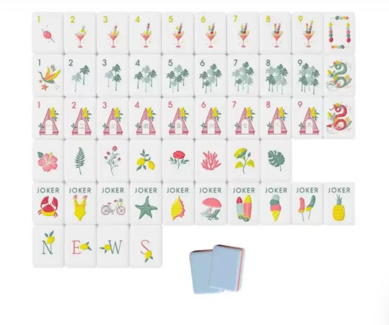 Blue Tropical wind American Mahjong Set, 160 Paris Mah Jong Tiles + storage bag