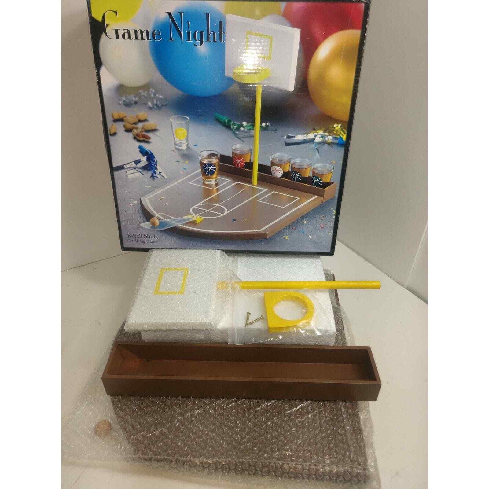 GAME NIGHT, B-BALL SHOTS, ADULT BASKETBALL SHOT DRINKING GAME, W/ 6 GLASSES, NEW