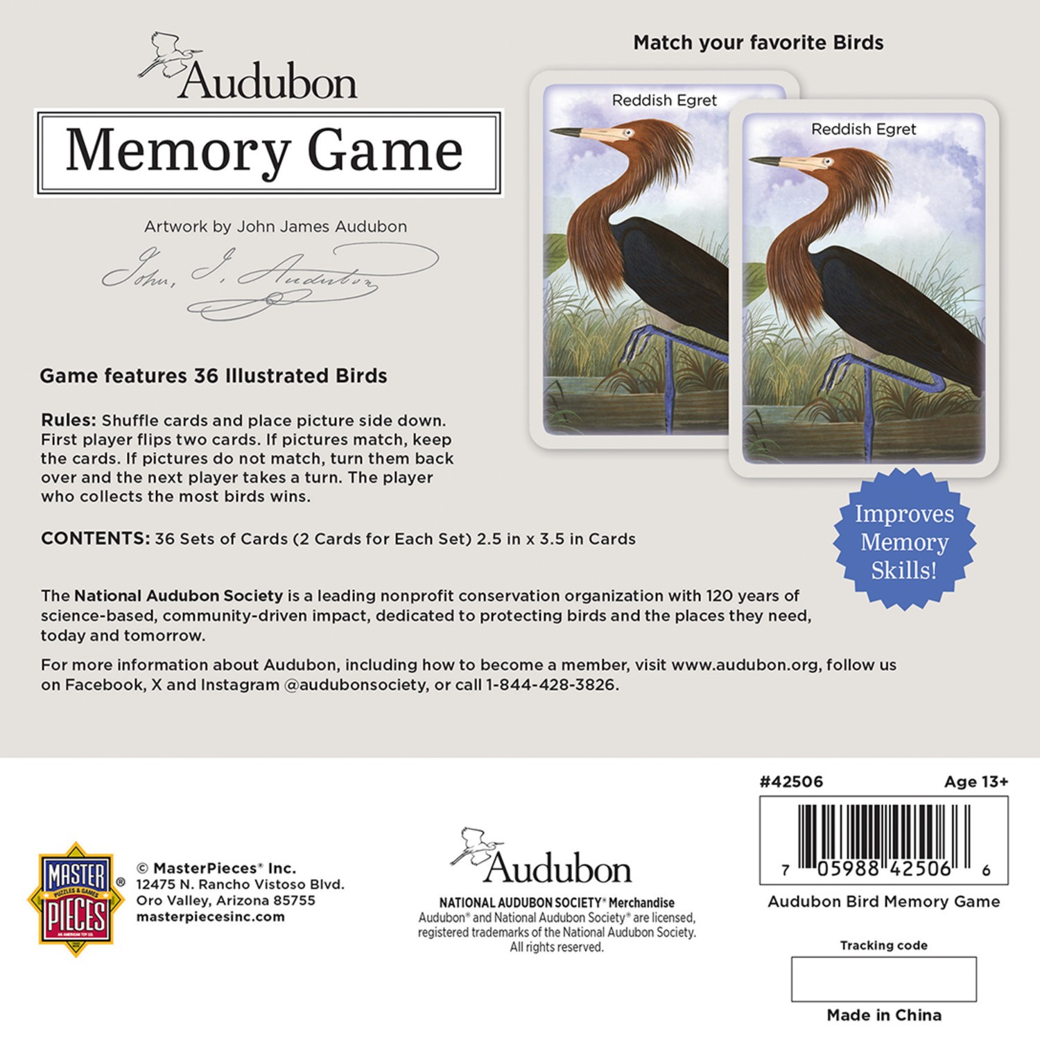 MasterPieces – Audubon Officially Licensed Memory Game