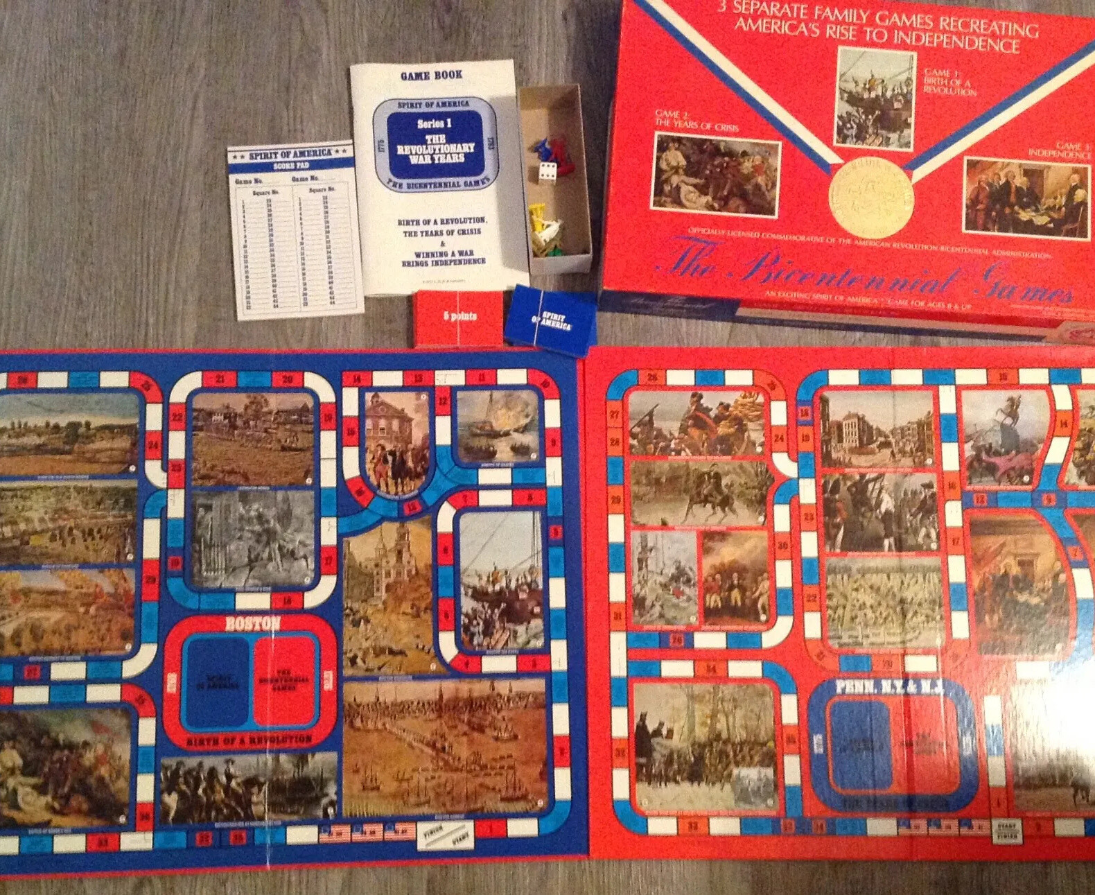 The Bicentennial Games Vintage American 3 Board Games USA (1975)