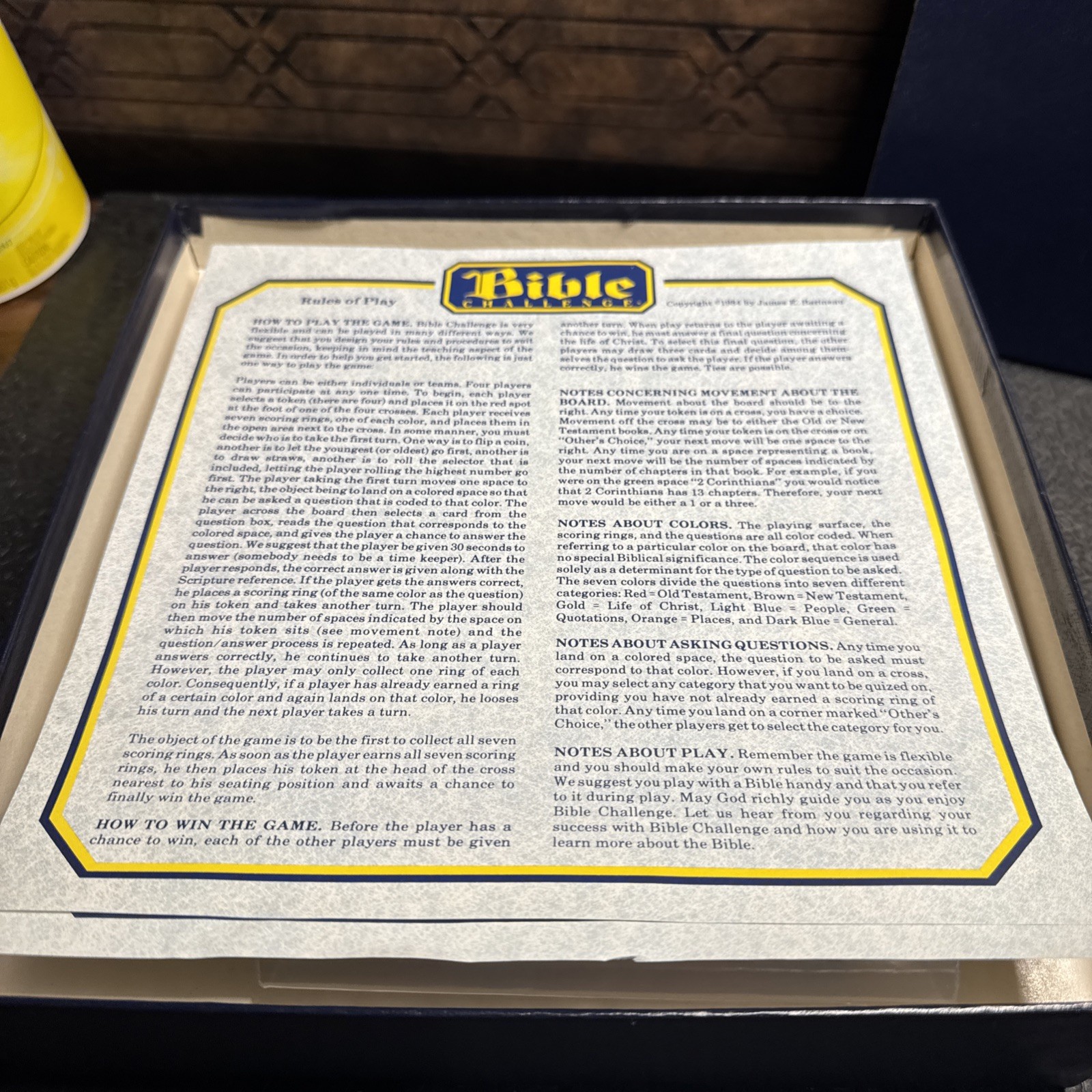 Vintage Bible Challenge Trivia Board Game 1984 – Complete