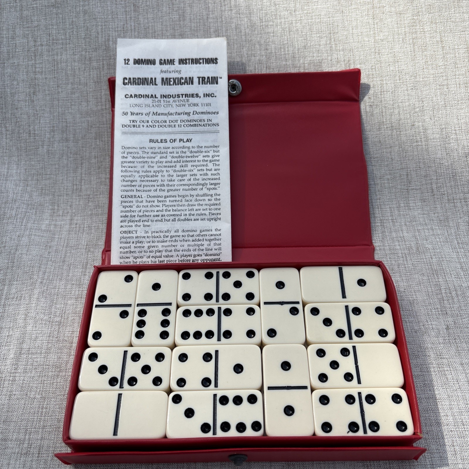 Domino Game ￼ By Cardinal With Original Red Case 28 Piece Set with Instructions