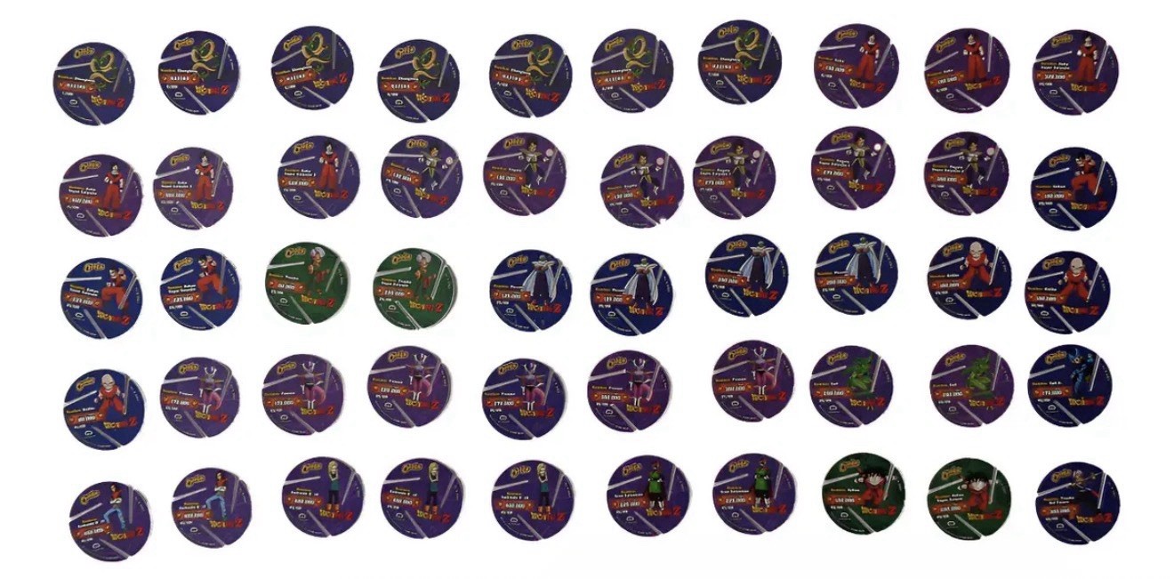 100 Dragon Ball Z Xferas Tazos Complete Collection Sabritas Plastic Pog Set
