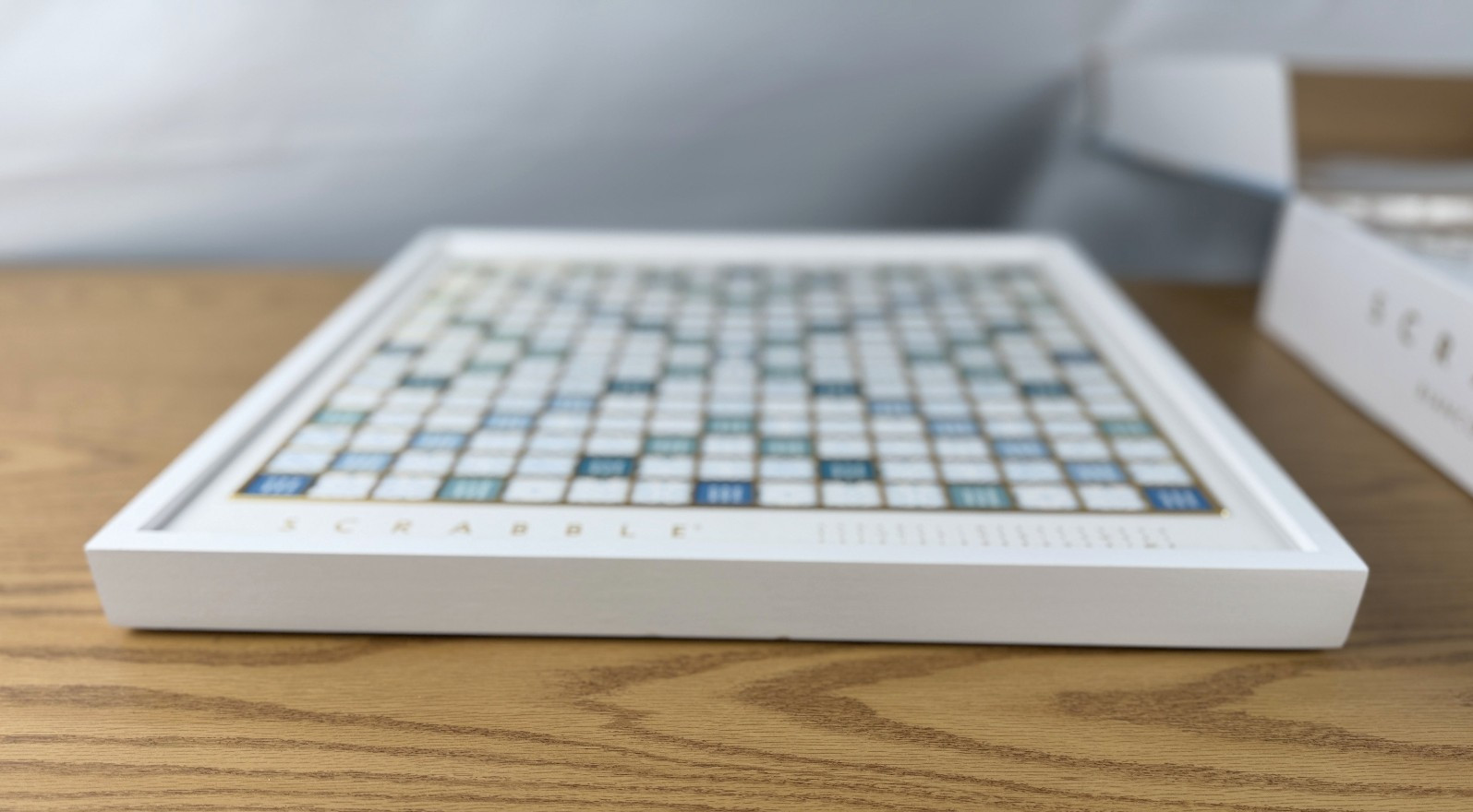 Scrabble Bianco Edition WS Game Rotating Wooden Game Board OPEN BOX