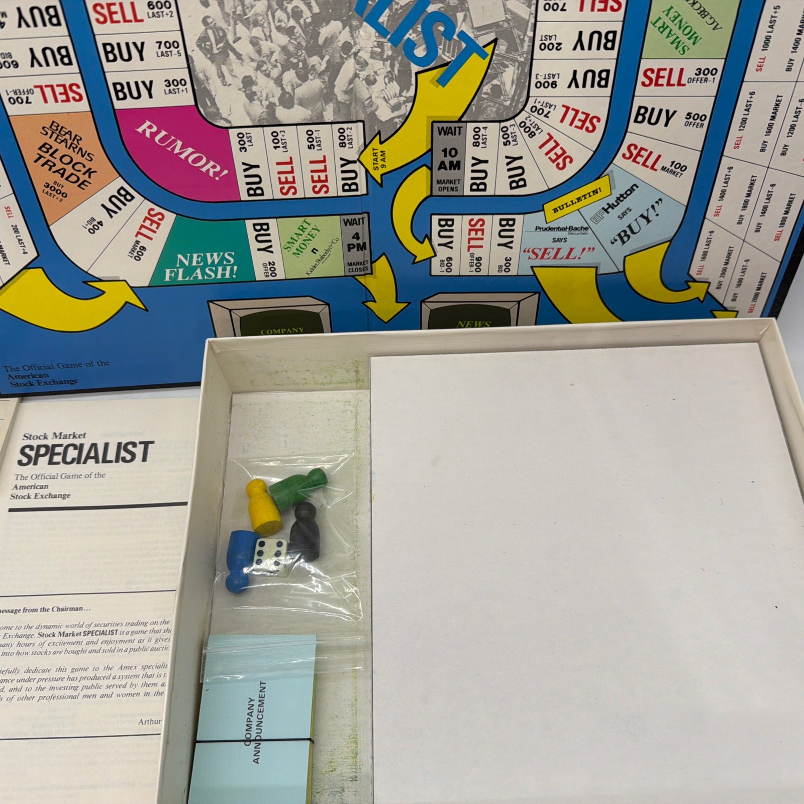 STOCK MARKET SPECIALIST BOARD GAME HANSEN AMEX H-1983 Complete!