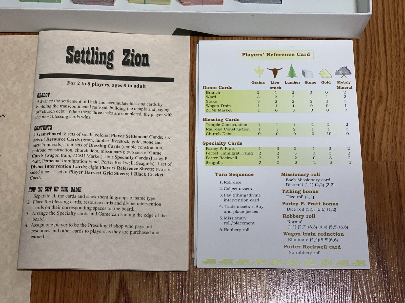 Settling Zion Salt Lake City Utah Pioneer 2004 Board Game Inspiration Mormon LDS