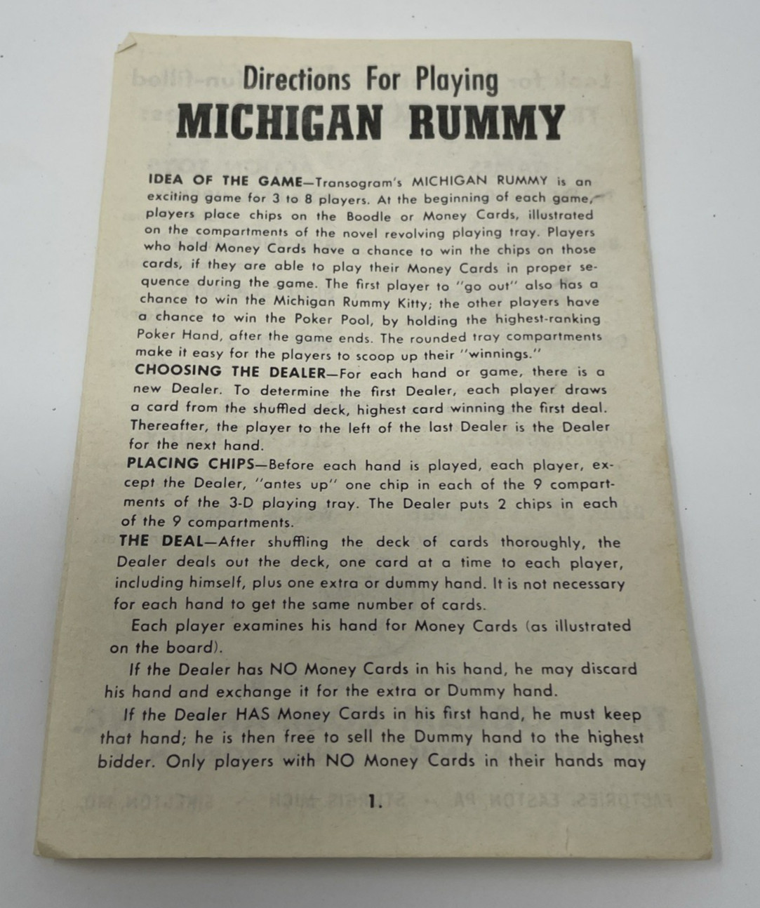 Vintage 1959 Transogram Michigan Rummy Ace Hi Horse Race Black Cat Tray