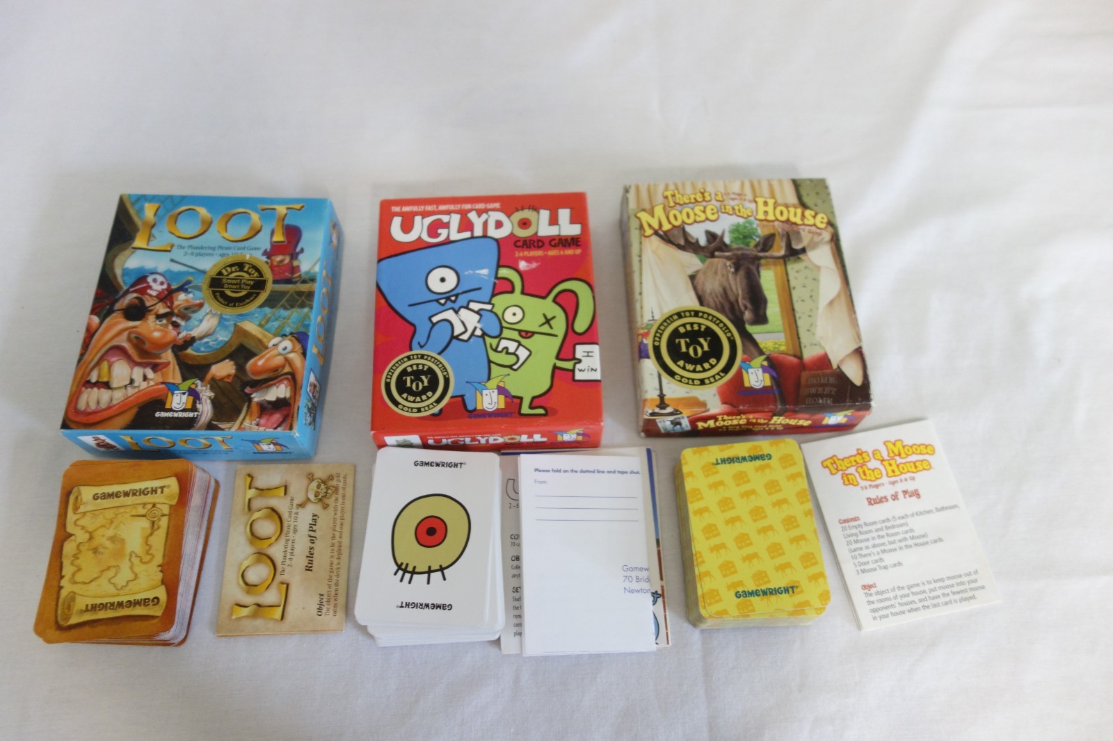 GameWright Small Box Lot of 3: Uglydoll, Loot, Moose in the House 100% Complete