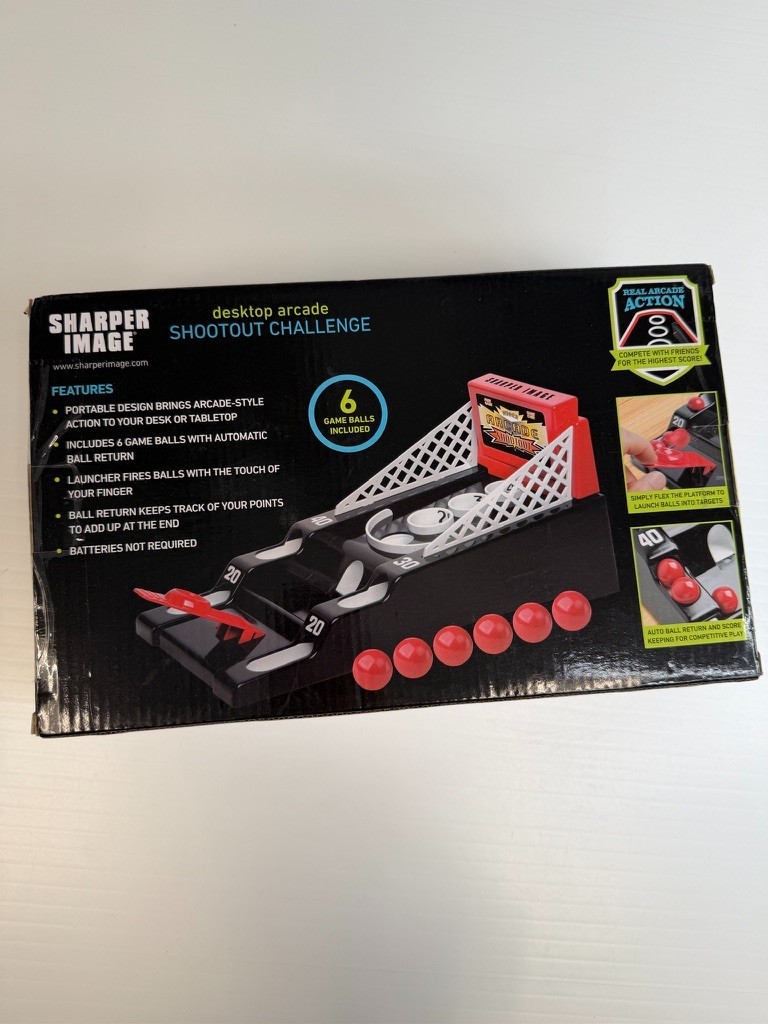 Sharper Image Desktop Arcade Shootout Challenge Game Play Collect Work Party Ni