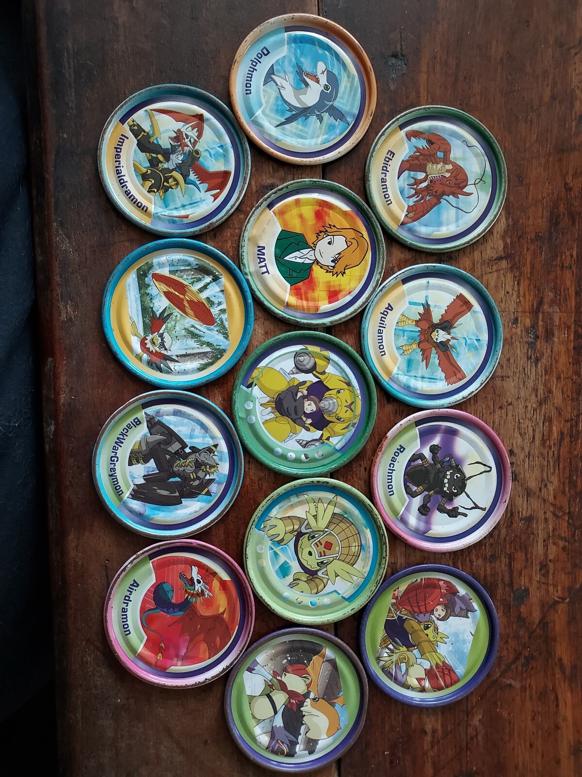 Digimon Rappers Lot Of 31 Digital Monsters Metal Pogs Tazos 2 Inch Mgic Box 2001