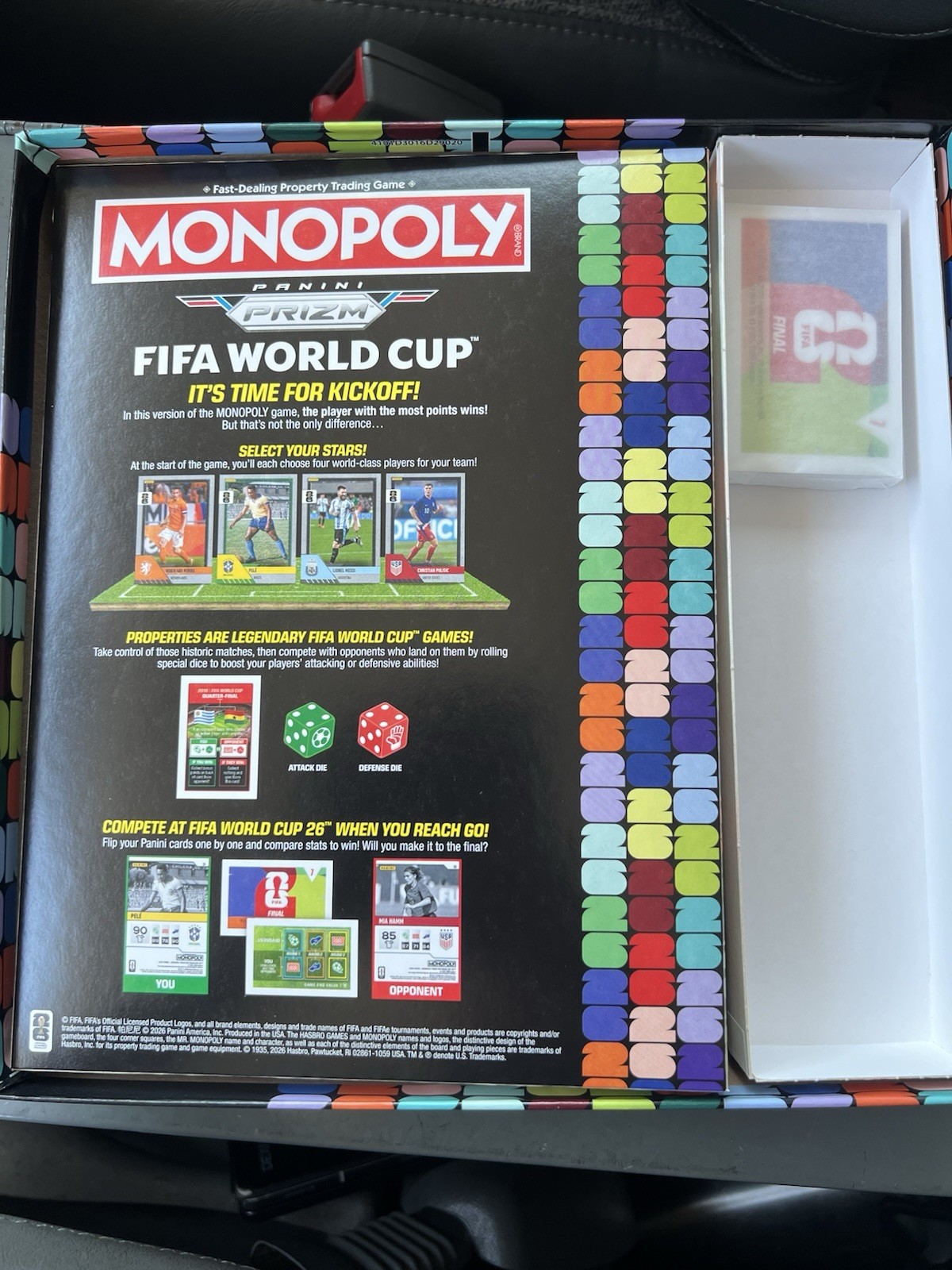 2026 Panini Prizm Monopoly FIFA Board Game + Complete 100 Card Base Set & Parall