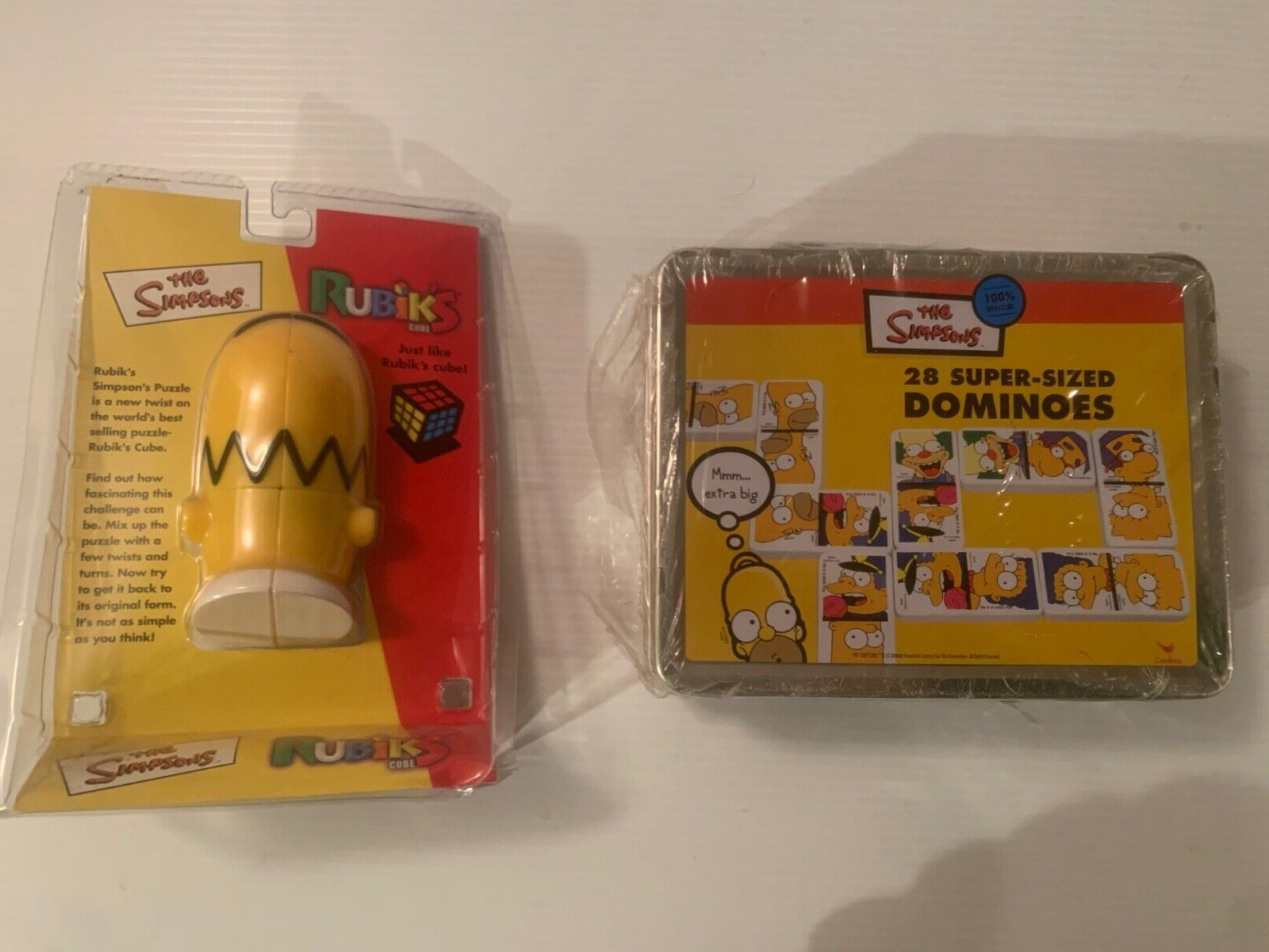 The Simpsons 28 Super-Sized Dominoes in Lunch Box and Homer Rubiks Cube SEALED