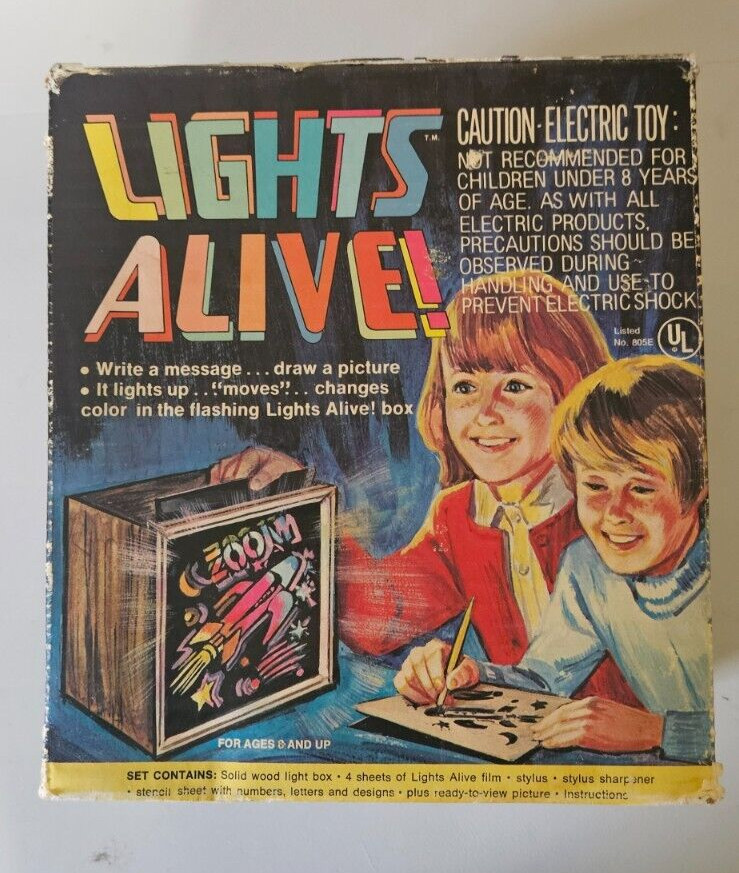 VINTAGE 1977 TRANSOGRAM LIGHTS ALIVE! 4000 BOX WORKS GREAT COLORFUL MESSAGE FUN