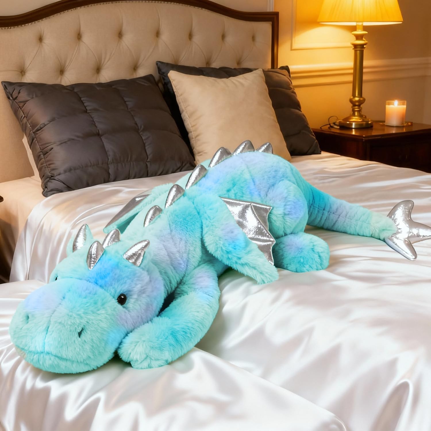 Cuddle Giant Comfort All Night – 50in Colorful Green Dragon Plush Toy