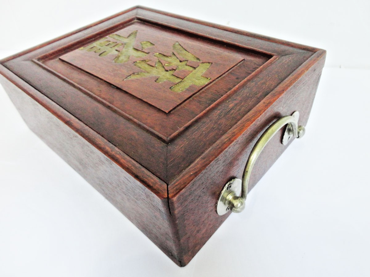 VINTAGE MAH JONG SET CASE /BOX FOR OXEN BONE & BAMBOO MAH JONG SET WITH NO TILES