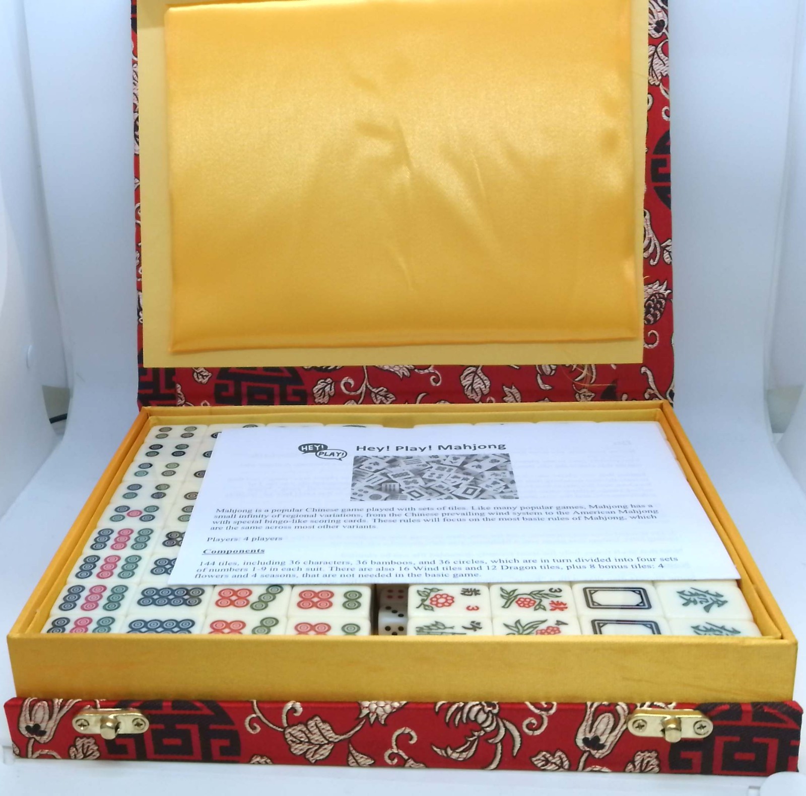 Hey! Play! Chinese Mahjong Game Set 80-MAHJ 146 Tiles Red Case New