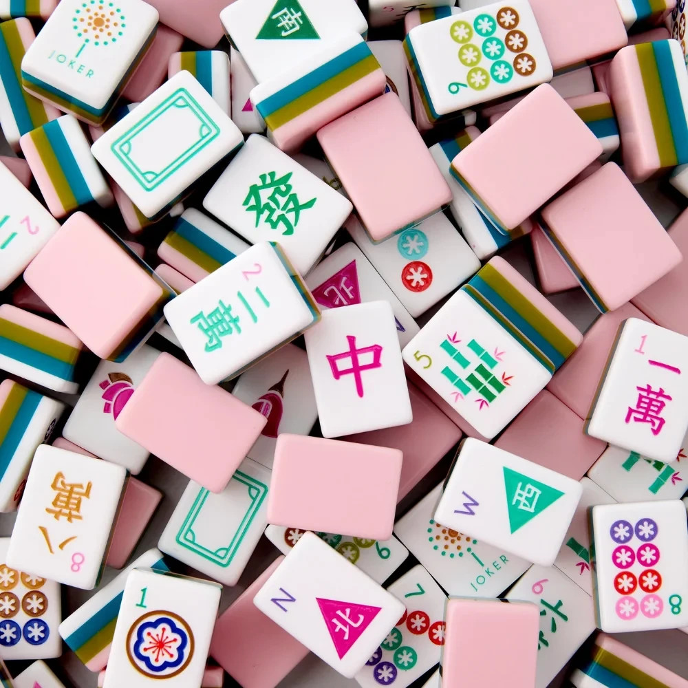 Pink American Mahjong 4-layer Acrylic Tiles 160 tile Game(1S-4-2-(02