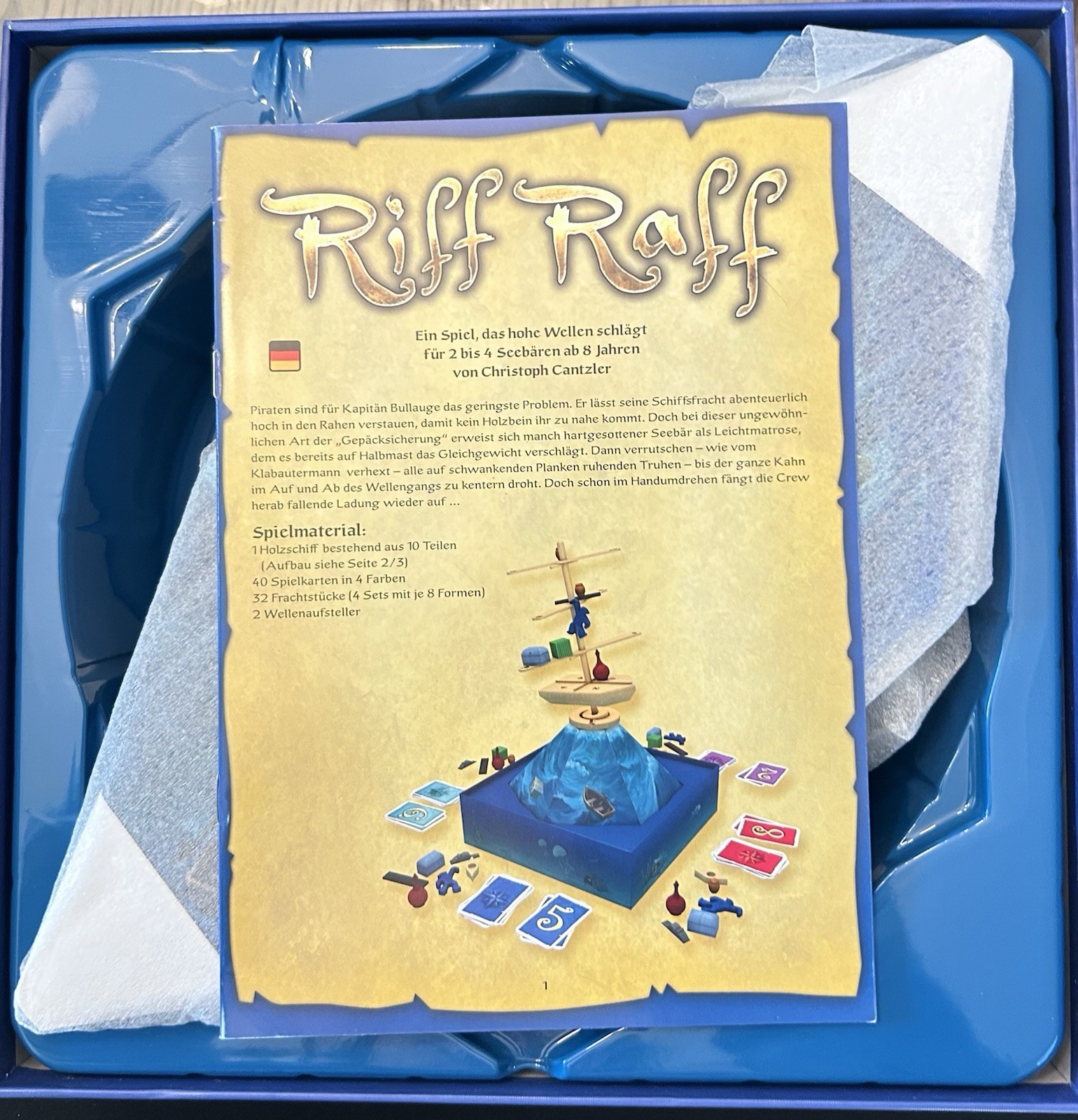 Riff Raff Pirate Ship Dexterity & Balance Board Game Open Box Unpunched Mint