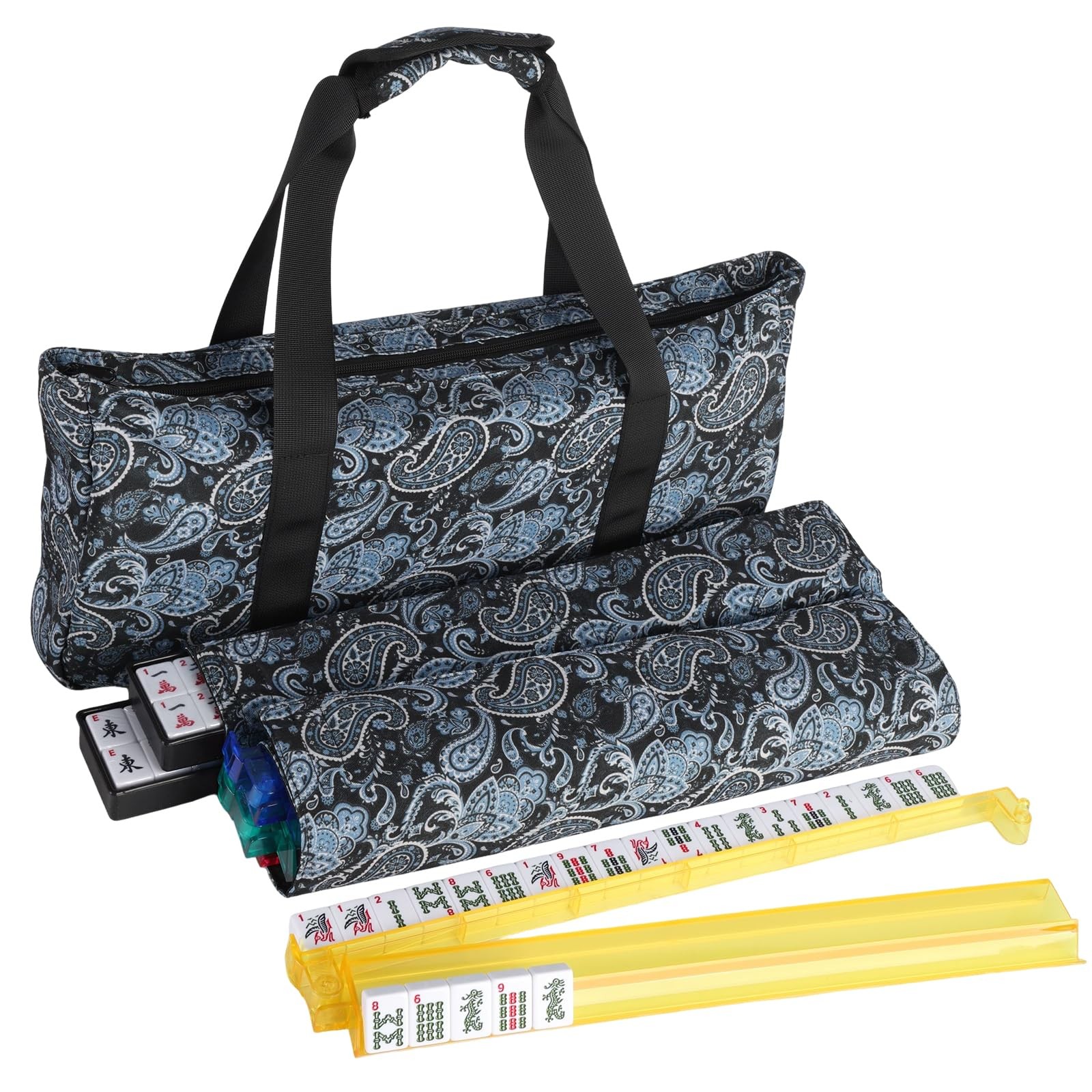 American Mahjong Tiles Set with Mah Jong 9 inches by 20 inches, Black