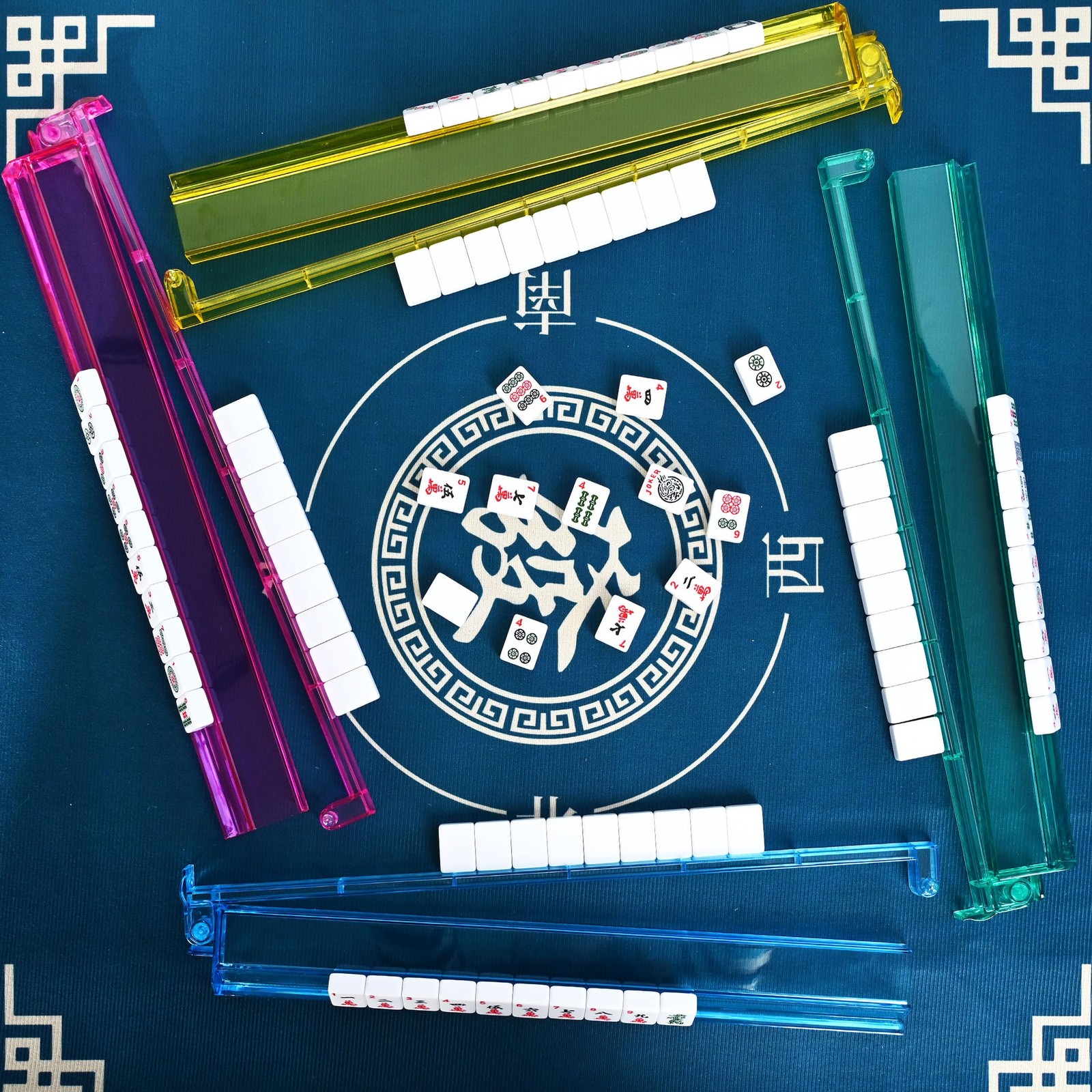 Faaexu American Mahjong Tile Set Include 166 Tiles 4 All-in-One Mahjong Racks…