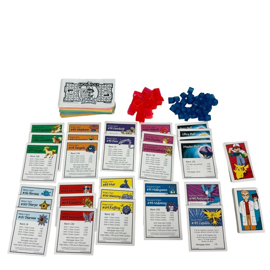 Pokemon Monopoly 1999 Collectors Edition Replacement Pieces & Instruction Manual