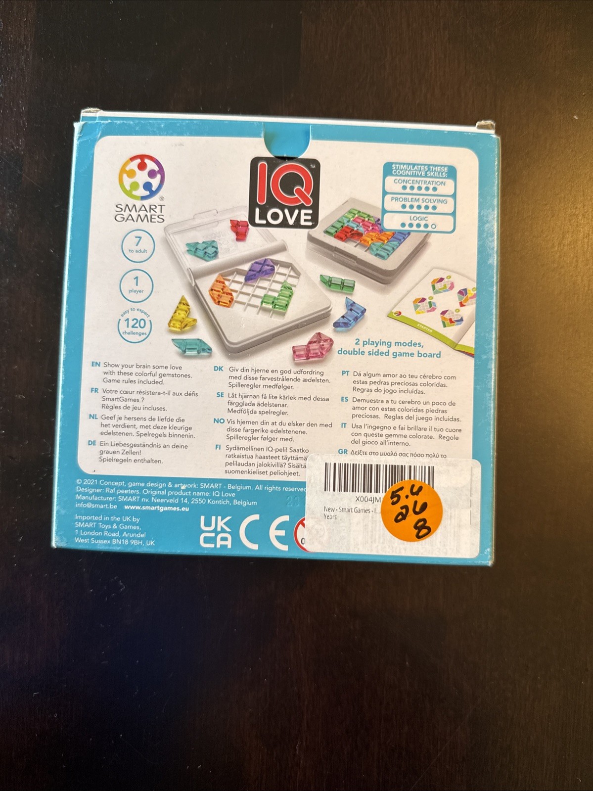 IQ LOVE 1 Player Logic Game: 120 Challenges for Ages 7+