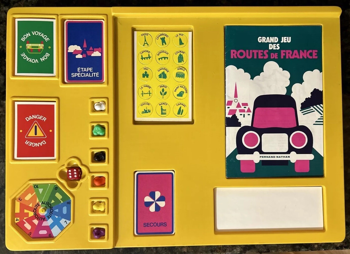 Vintage 1976 Jeux Nathan ROUTES DE FRANCE Board Game French Game RARE Complete