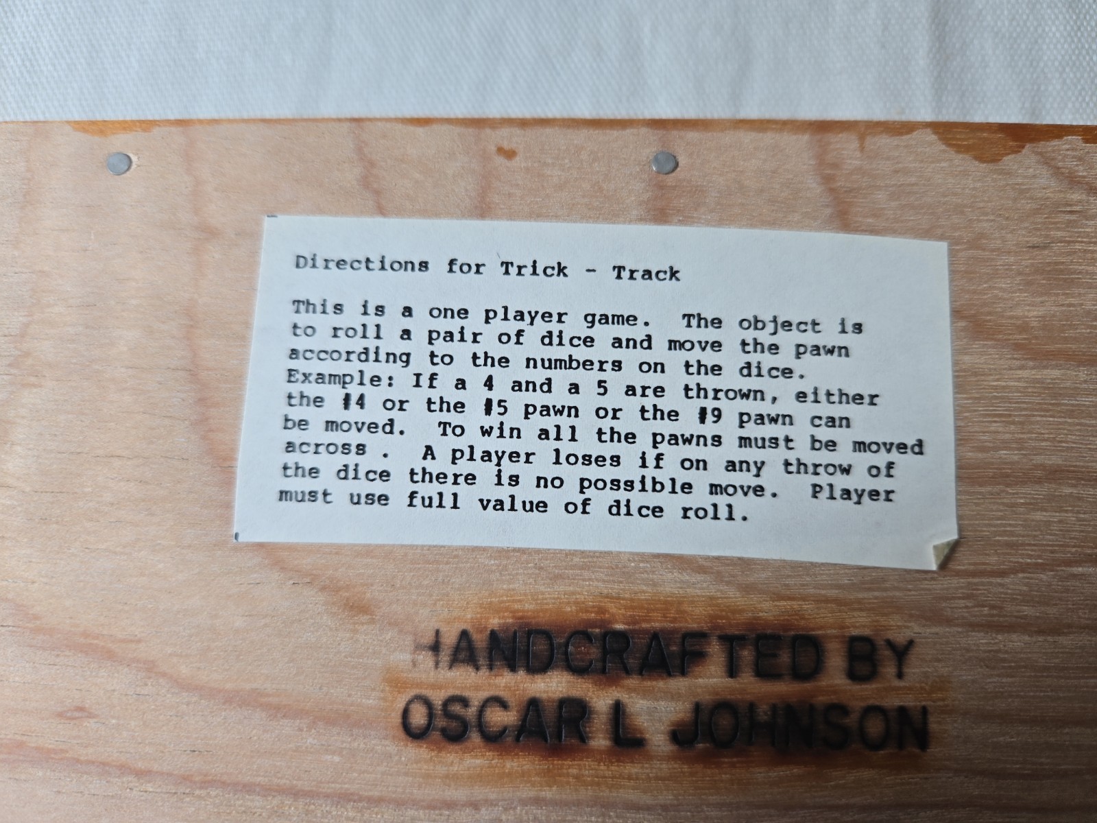 Trick-Track Handcrafted Vintage Gambling Wood Dice Game – Oscar L Johnson