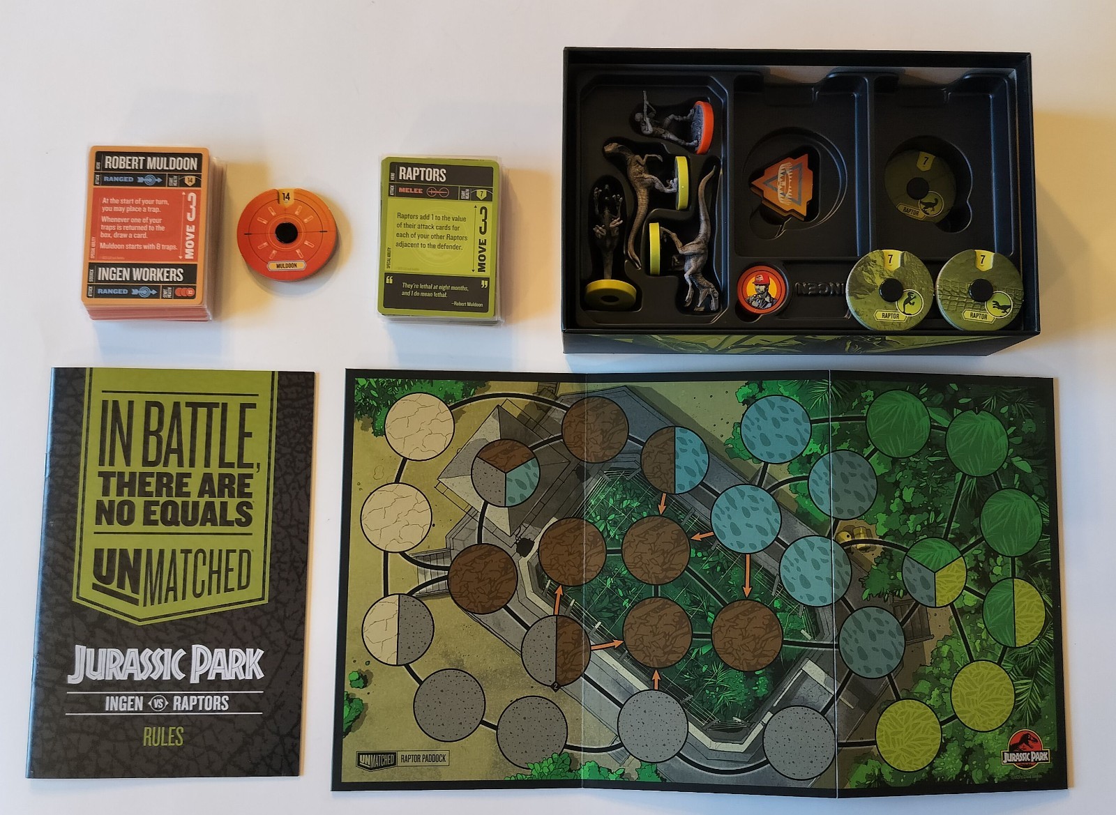 Unmatched Jurassic Park Ingen Vs Raptors Board Game Mondo Sleeved