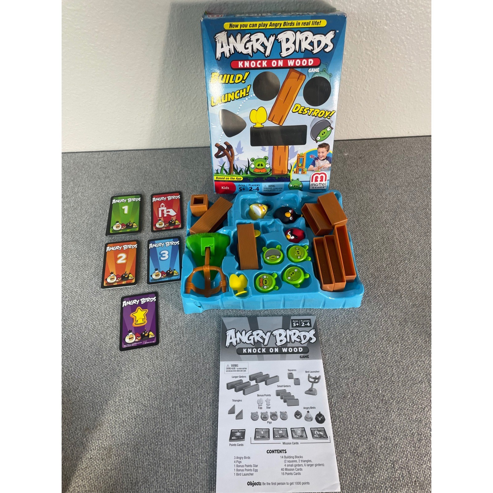 Angry Birds Knock On Wood Board Game Mattel 2011 Complete Catapult Kids Toy