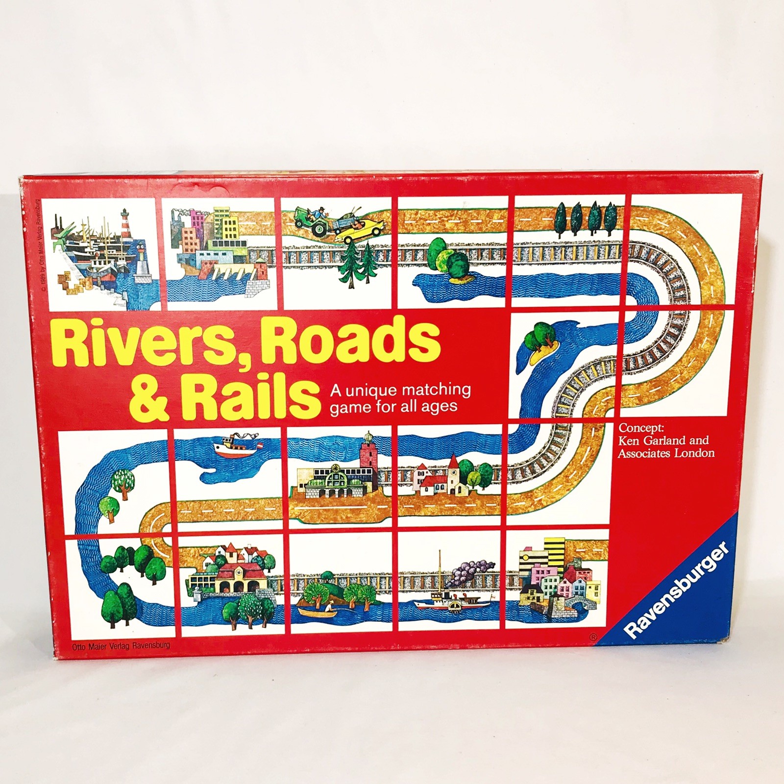 Vintage Rivers Roads & Rails Tile Matching Game Complete | Ravensburger 1989