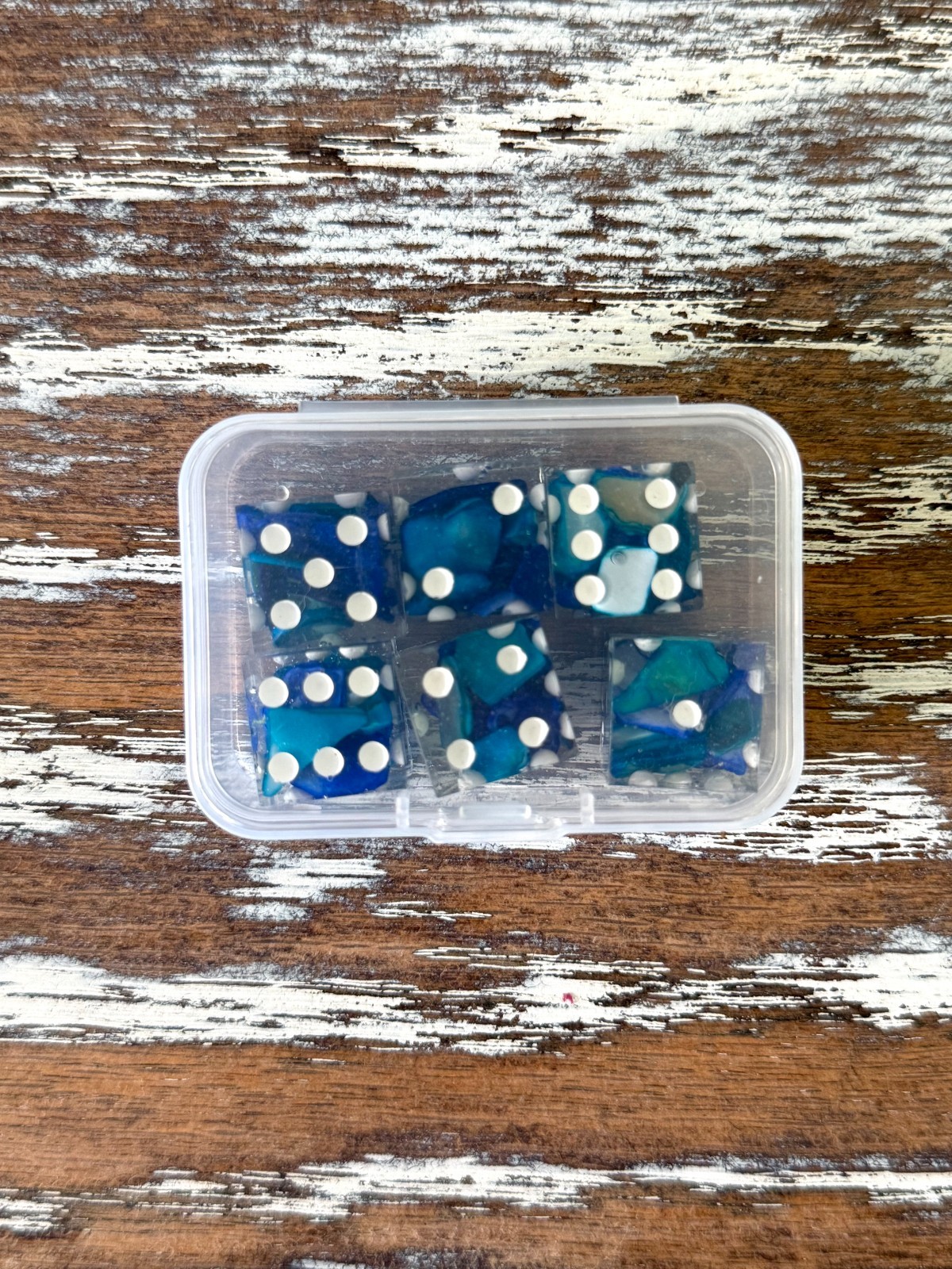 Resin Dice Set 6pcs – Beach Pebbles – Handmade Replacement Dice Games Casino
