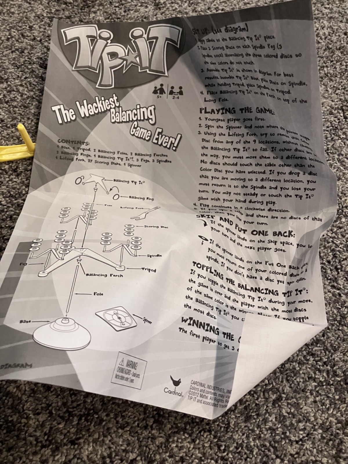 2013 Tip-It Cardinal Balancing Game Complete minus Label Sheet Wackiest Game
