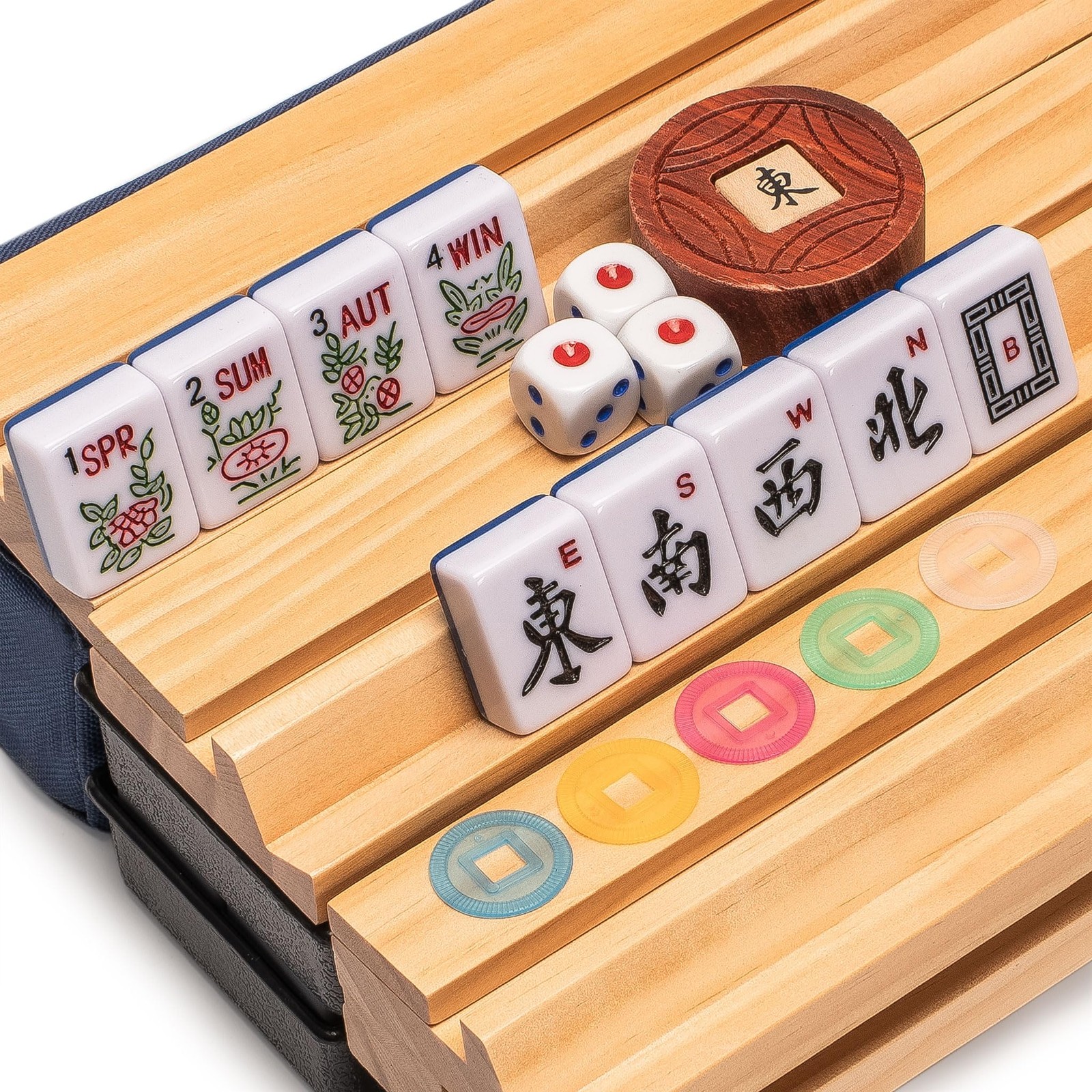Yellow Mountain Imports American Mahjong Set, Indigo Tides – Blue Soft Case, …