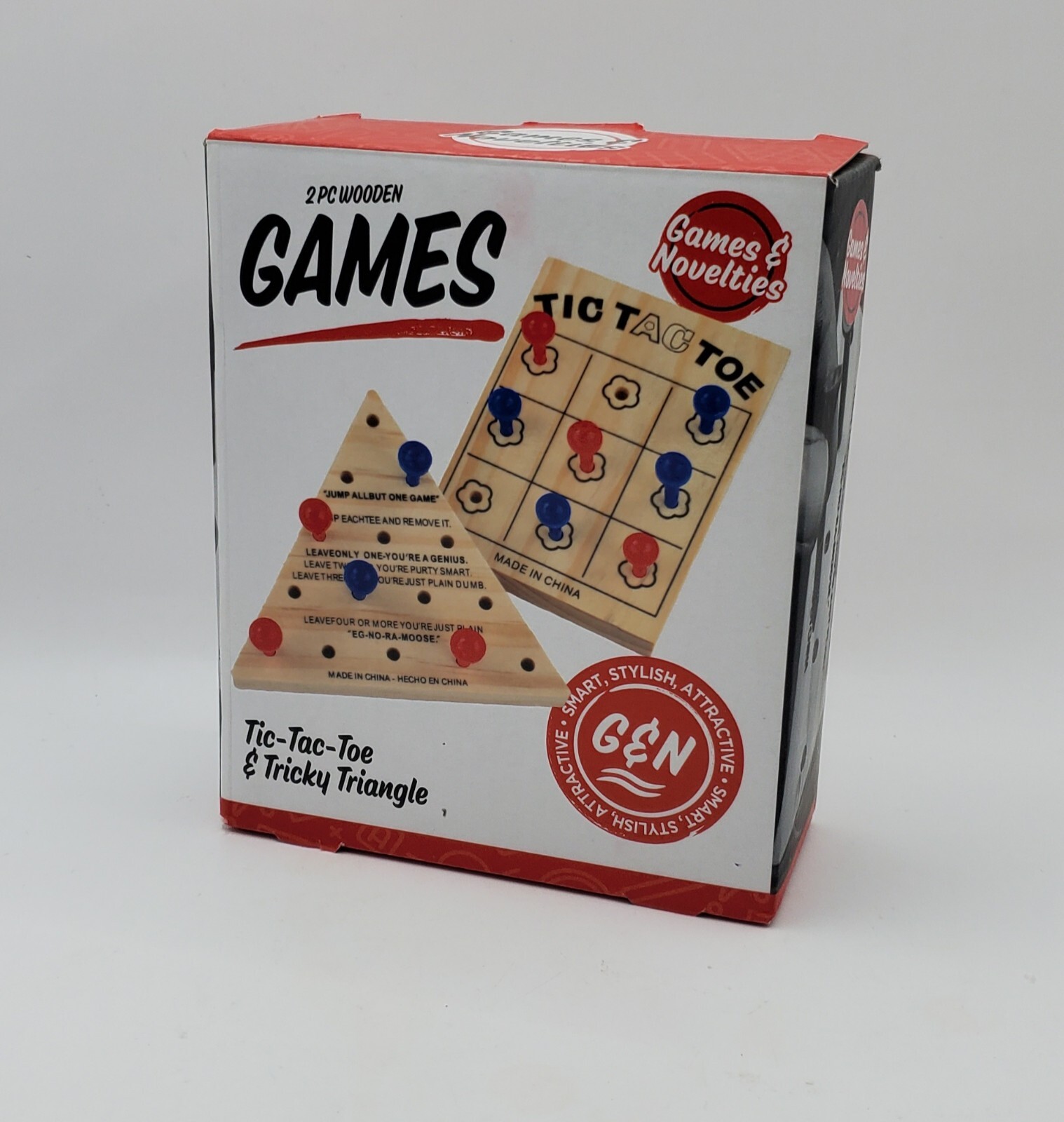 Mini 2 PC Wooden Games Tic Tac Toe & Tricky Triangle Table Family Classic Home